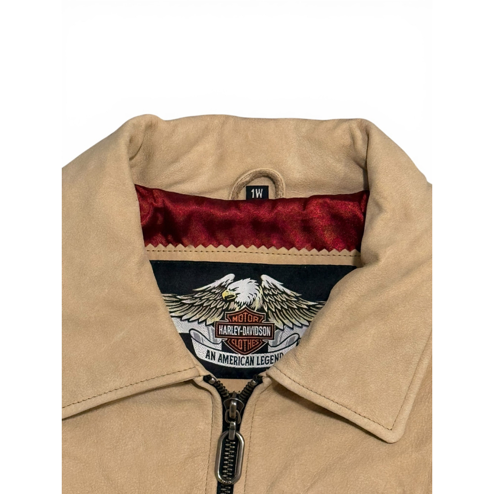 Harley-Davidson Women's Tan Suede Jacket 1W Biker Moto Embroidery - Picture 6 of 12